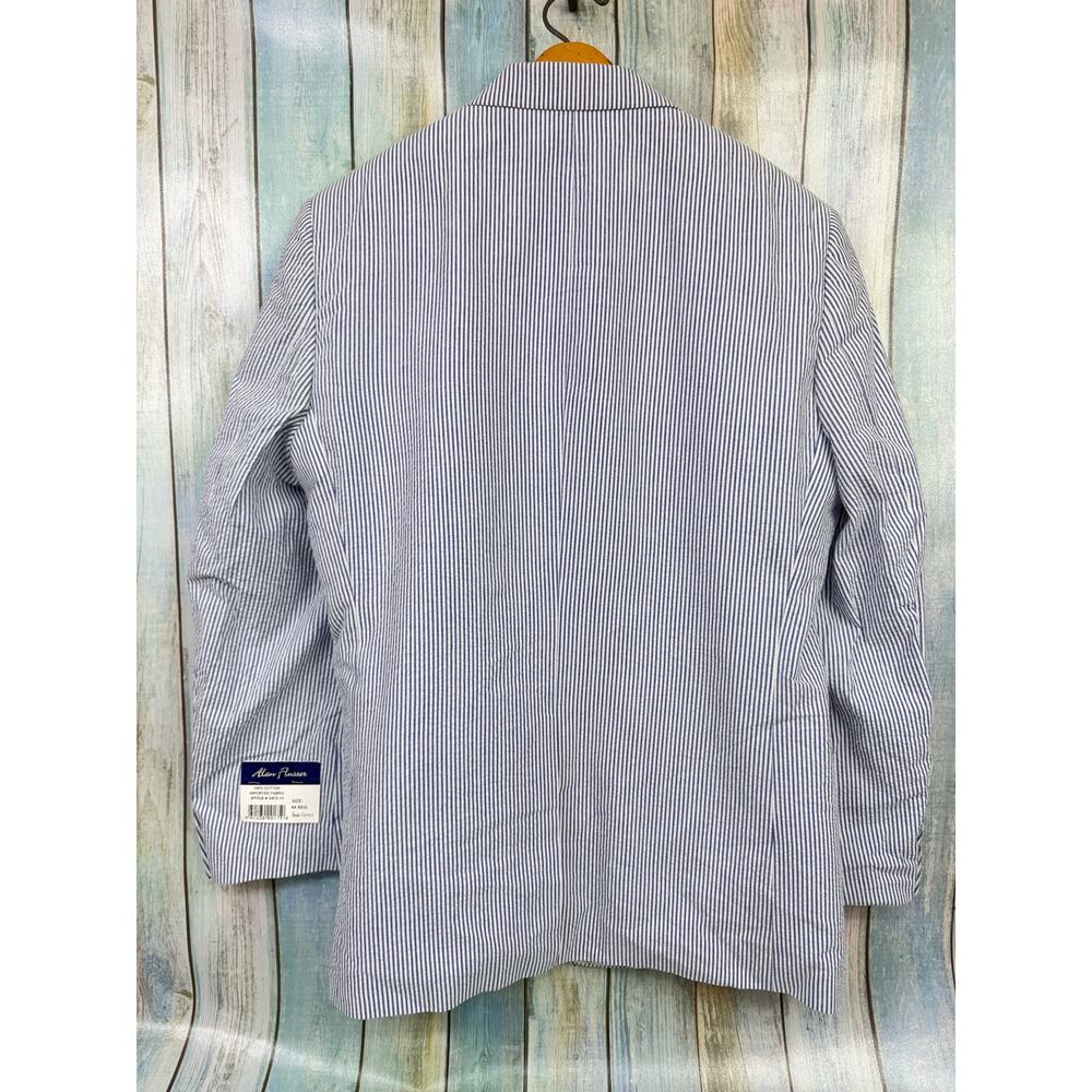Alan Flusser Blue White Stripe Blazer 44 Reg NEW Seersucker Cotton Jacket NWT - Picture 4 of 9